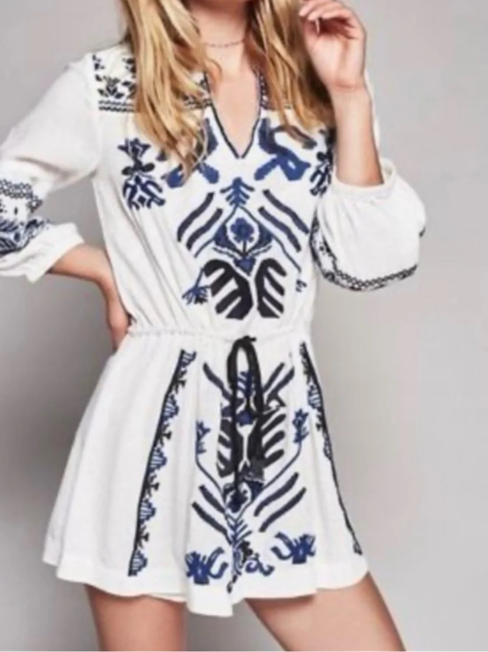 Free People Boho Embroidered Dress
